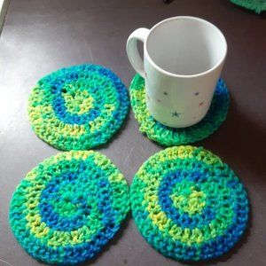 crochet tie dye coaster set